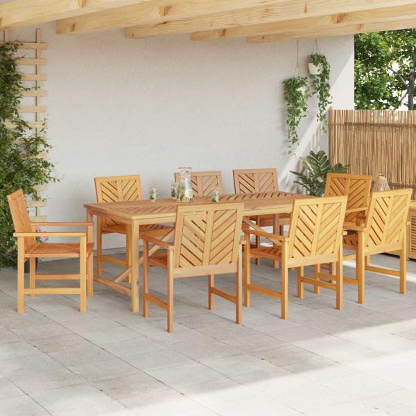 Garten Essgruppe 9 Stk. Braun Massivholz Akazie