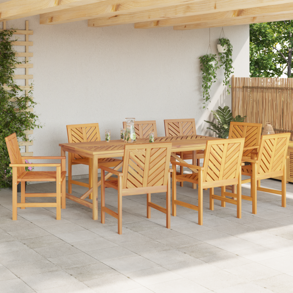 Garten Essgruppe 9 Stk. Braun Massivholz Akazie