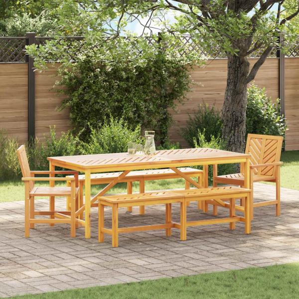 ARDEBO.de - Garten Essgruppe 5 Stk. Braun Massivholz Akazie