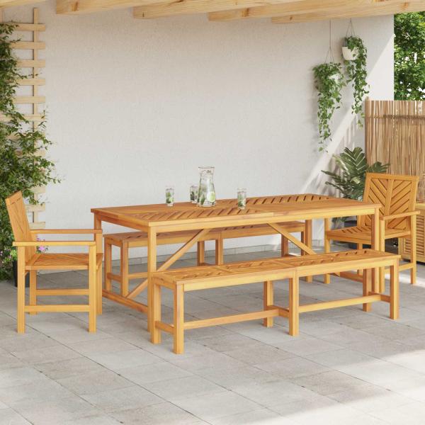 Garten Essgruppe 5 Stk. Braun Massivholz Akazie
