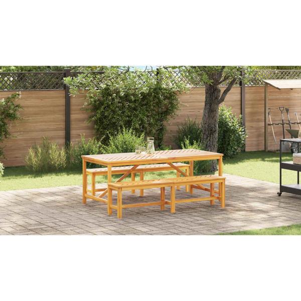 Garten Essgruppe 3 Stk. Braun Massivholz Akazie