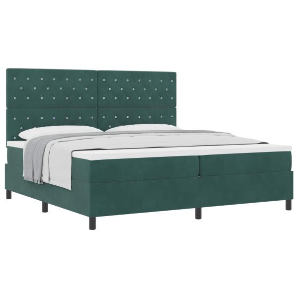 Boxspringbett mit Matratze Dunkelgrün 200 x 200 cm Stoff