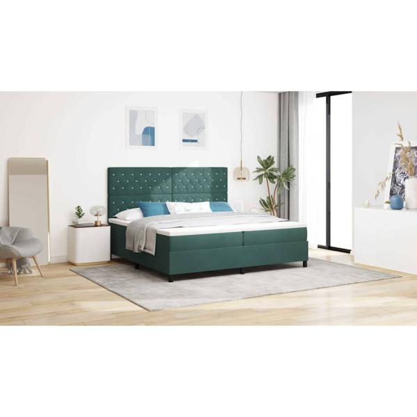 Boxspringbett mit Matratze Dunkelgrün 200 x 200 cm Samt