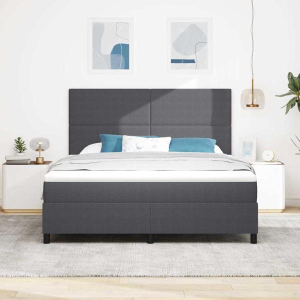 Boxspringbett Dunkelgrau und Weiß 180 x 200 cm Cordstoff