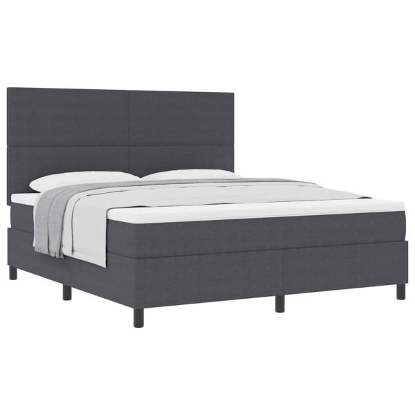 Boxspringbett Dunkelgrau und Weiß 180 x 200 cm Cordstoff