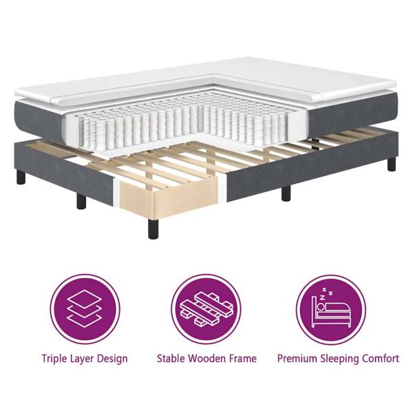 Boxspringbett Dunkelgrau und Weiß 180 x 200 cm Cordstoff