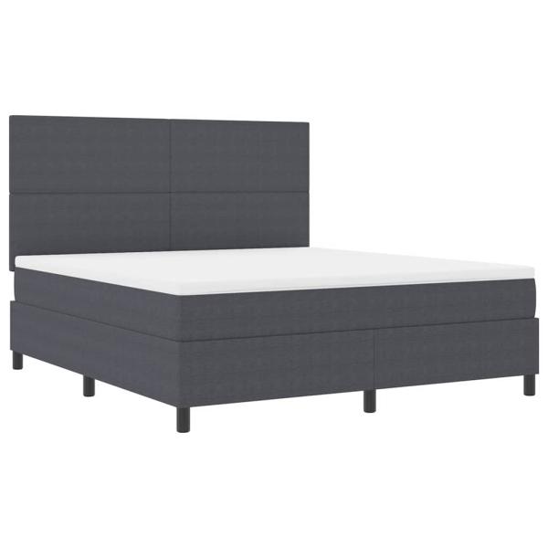 LED Boxspringbett Dunkelgrau und Weiß 180 x 200 cm Cordstoff