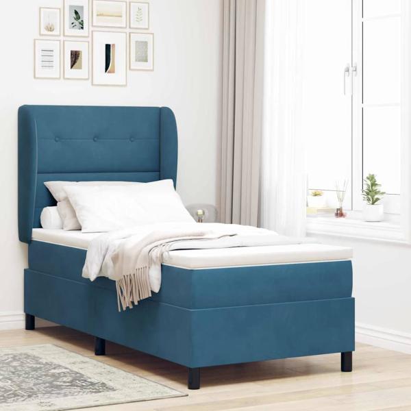 ARDEBO.de - Boxspringbett mit Kopfteil Dunkelblau 200 x 80 cm Samt