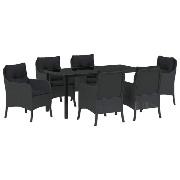 Garten Essgruppe 7 stk. Schwarz Poly-Rattan