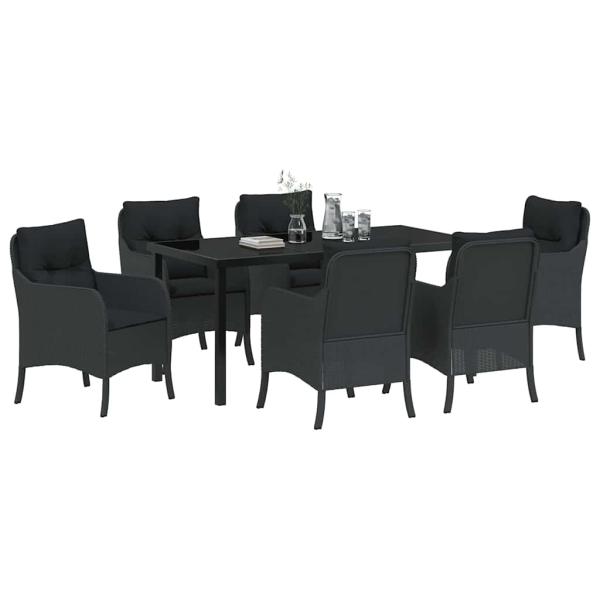 Garten Essgruppe 7 stk. Schwarz Poly-Rattan
