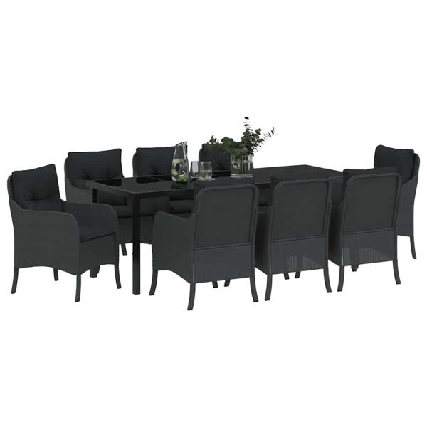 Garten Essgruppe 9 Stk. Schwarz Poly-Rattan
