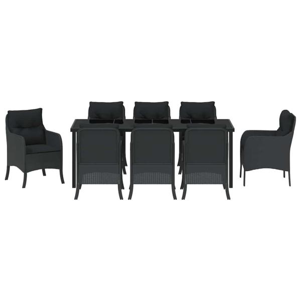 Garten Essgruppe 9 Stk. Schwarz Poly-Rattan
