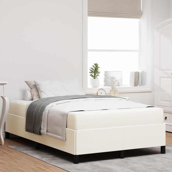 ARDEBO.de - Bettrahmen mit Matratze Creme 120 x 190 cm Stoff