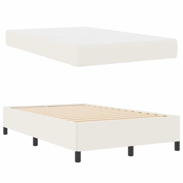 Bettrahmen mit Matratze Creme 120 x 190 cm Stoff