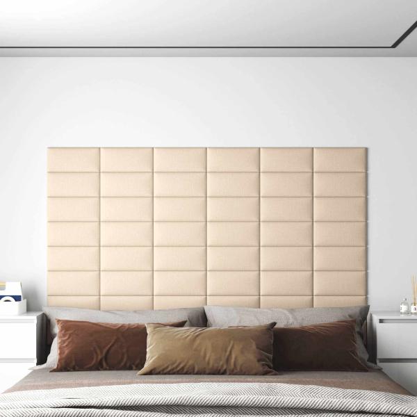 ARDEBO.de - Wandkopfteilen 12 Stk. 30 x 15 cm Creme Stoff