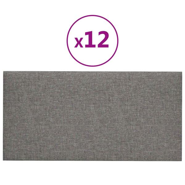 Wandkopfteilen 12 Stk. 30 x 15 cm Hellgrau Stoff