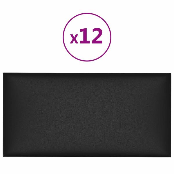 Wandkopfteilen 12 Stk. 30 x 15 cm Schwarz Stoff