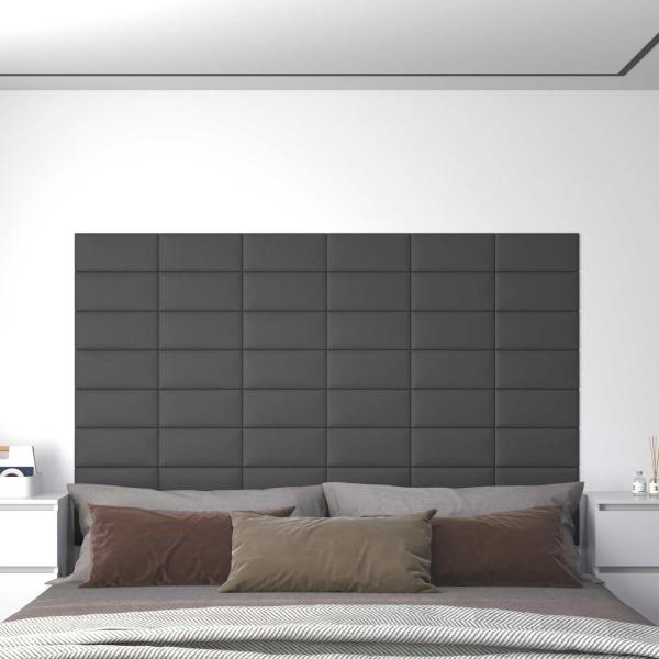 ARDEBO.de - Wandkopfteilen 12 Stk. 30 x 15 cm Grau Stoff