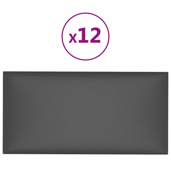 Wandkopfteilen 12 Stk. 30 x 15 cm Grau Stoff