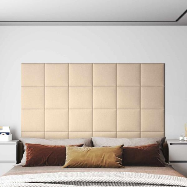 ARDEBO.de - Wandkopfteilen 12 Stk. 30 x 30 cm Creme Stoff