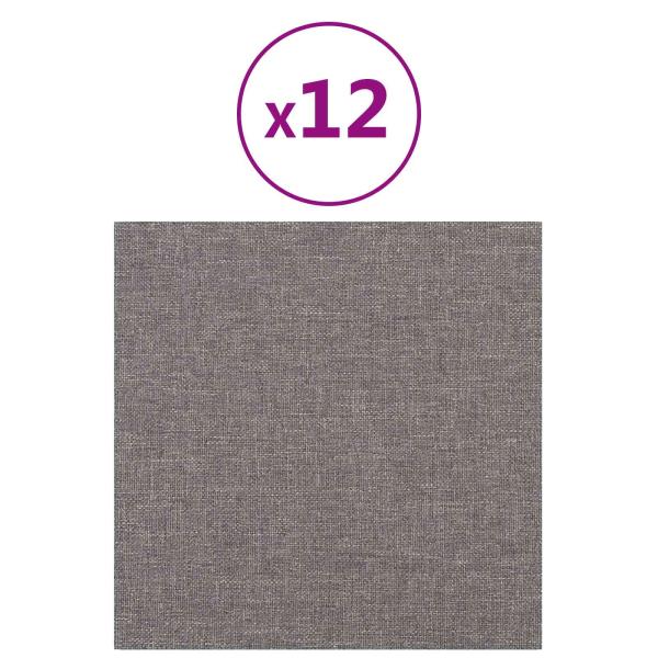 Wandkopfteilen 12 Stk. 30 x 30 cm Hellgrau Stoff