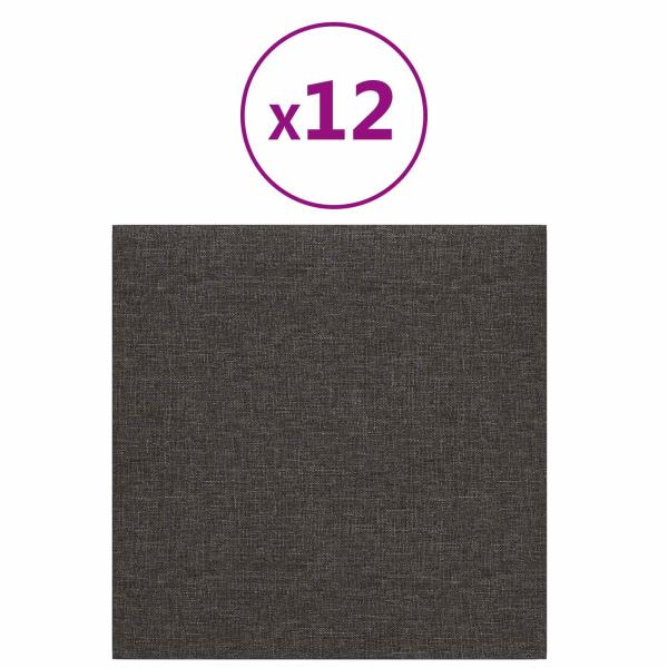 Wandkopfteilen 12 Stk. 30 x 30 cm Dunkelgrau Stoff