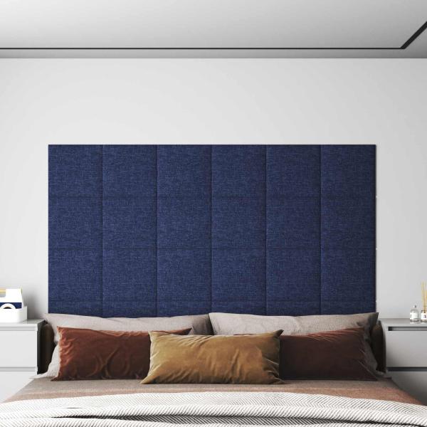 ARDEBO.de - Wandkopfteilen 12 Stk. 30 x 30 cm Blau Stoff