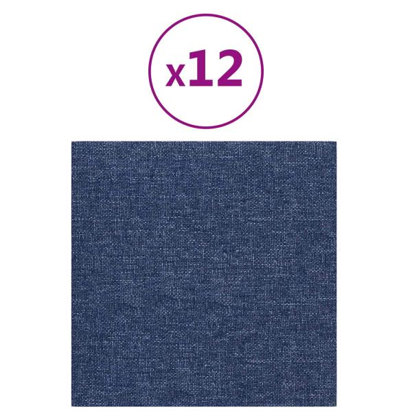 Wandkopfteilen 12 Stk. 30 x 30 cm Blau Stoff