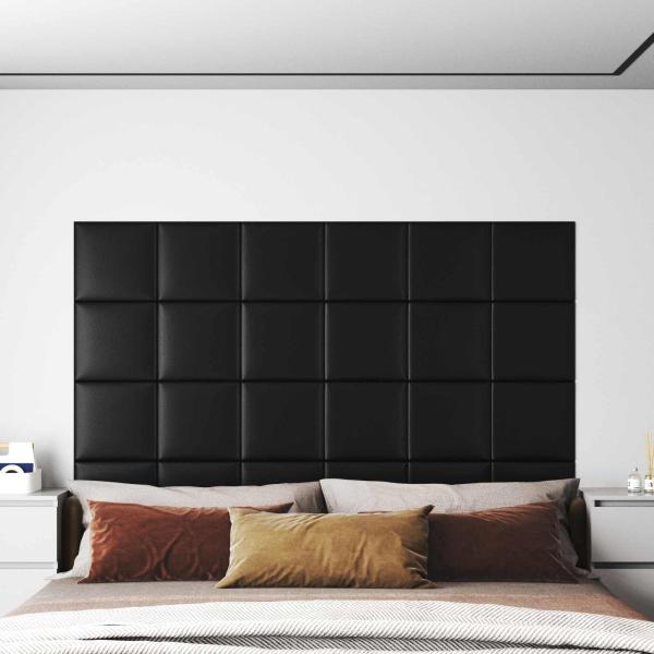 ARDEBO.de - Wandkopfteilen 12 Stk. 30 x 30 cm Schwarz Stoff