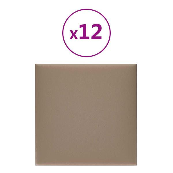 Wandkopfteilen 12 Stk. 30 x 30 cm Cappuccino Stoff