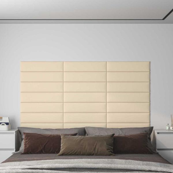 ARDEBO.de - Wandkopfteilen 12 Stk. 60 x 15 cm Creme Stoff