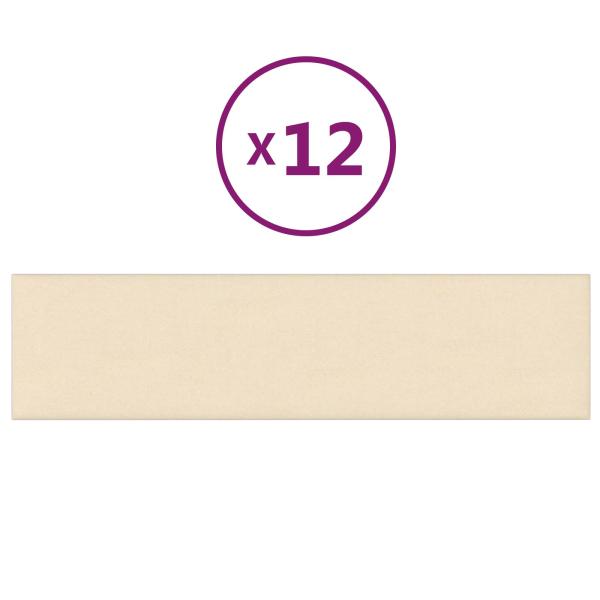 Wandkopfteilen 12 Stk. 60 x 15 cm Creme Stoff
