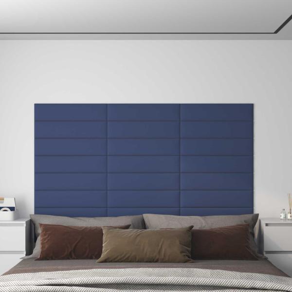 ARDEBO.de - Wandkopfteilen 12 Stk. 60 x 15 cm Blau Stoff