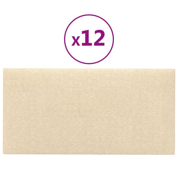 Wandkopfteilen 12 Stk. 60 x 30 cm Creme Stoff