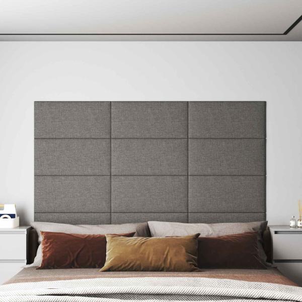 ARDEBO.de - Wandkopfteilen 12 Stk. 60 x 30 cm Hellgrau Stoff