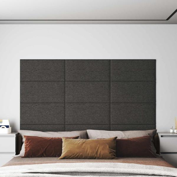 ARDEBO.de - Wandkopfteilen 12 Stk. 60 x 30 cm Dunkelgrau Stoff