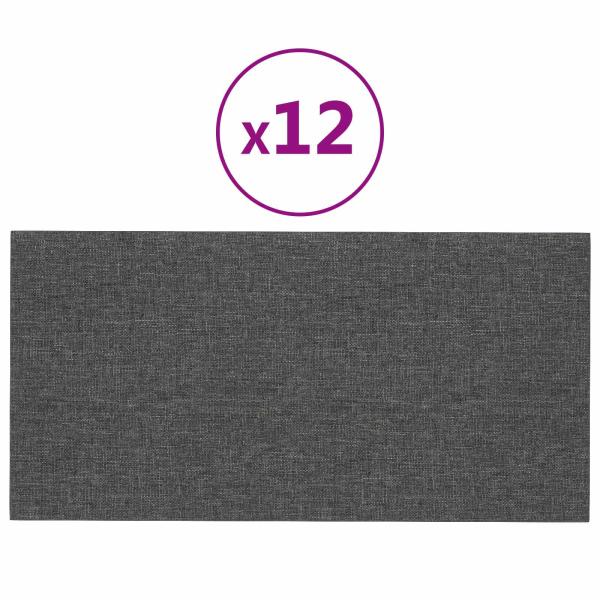Wandkopfteilen 12 Stk. 60 x 30 cm Dunkelgrau Stoff