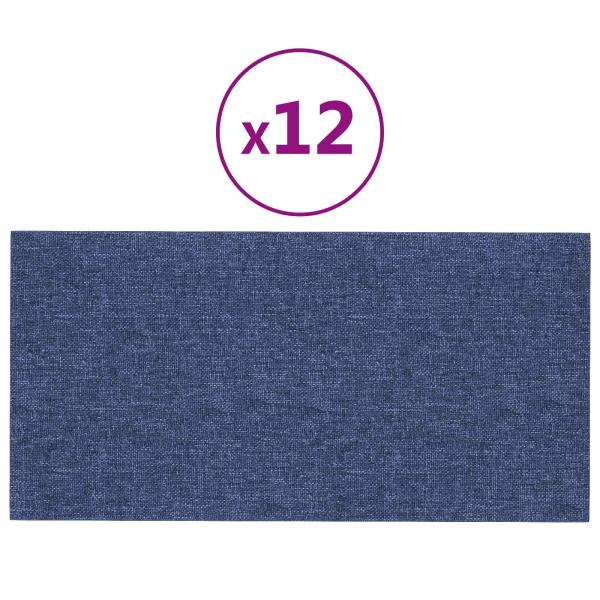 Wandkopfteilen 12 Stk. 60 x 30 cm Blau Stoff