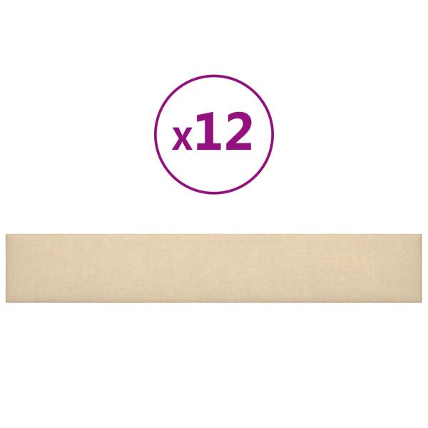Wandkopfteilen 12 Stk. 90 x 15 cm Creme Stoff