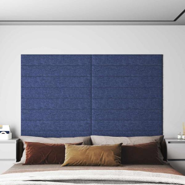 ARDEBO.de - Wandkopfteilen 12 Stk. 90 x 15 cm Blau Stoff