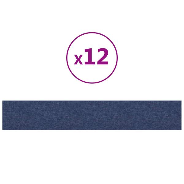 Wandkopfteilen 12 Stk. 90 x 15 cm Blau Stoff