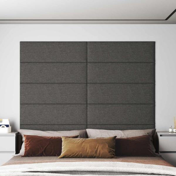 ARDEBO.de - Wandkopfteilen 12 Stk. 90 x 30 cm Dunkelgrau Stoff