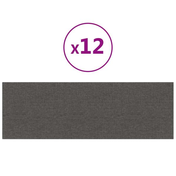 Wandkopfteilen 12 Stk. 90 x 30 cm Dunkelgrau Stoff
