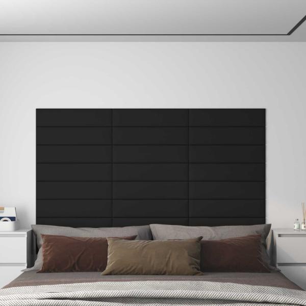 ARDEBO.de - Wandkopfteilen 12 Stk. 60 x 15 cm Schwarz Stoff