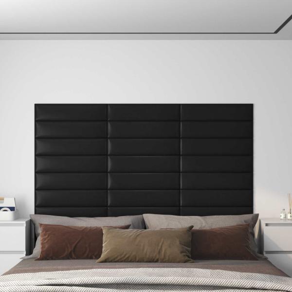 ARDEBO.de - Wandkopfteilen 12 Stk. 60 x 15 cm Schwarz Stoff