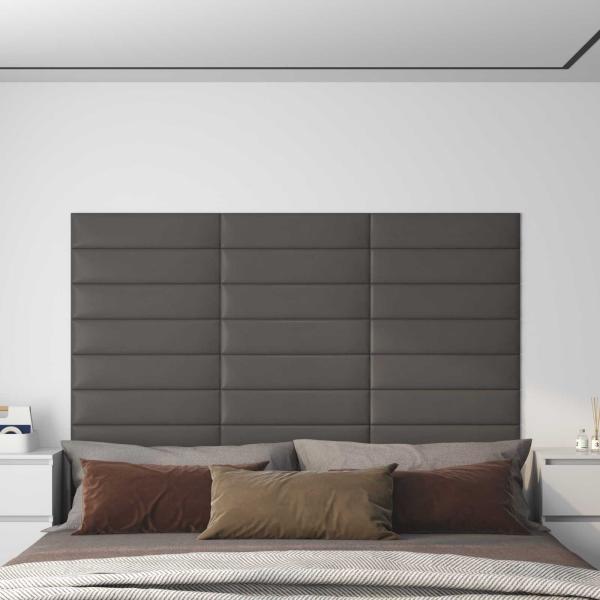 ARDEBO.de - Wandkopfteilen 12 Stk. 60 x 15 cm Grau Stoff
