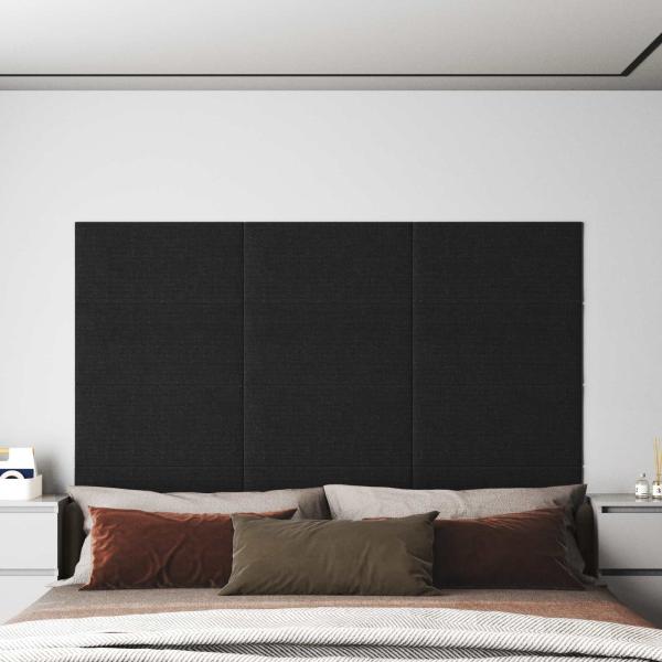 ARDEBO.de - Wandkopfteilen 12 Stk. 60 x 30 cm Schwarz Stoff