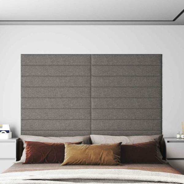 ARDEBO.de - Wandkopfteilen 12 Stk. 90 x 15 cm Hellgrau Stoff