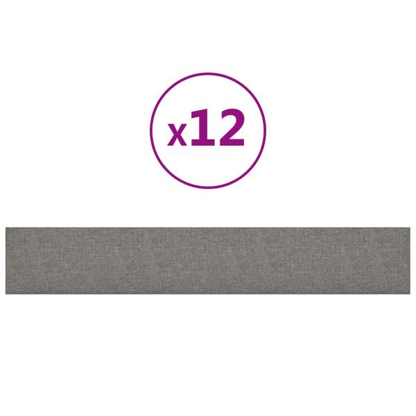Wandkopfteilen 12 Stk. 90 x 15 cm Hellgrau Stoff