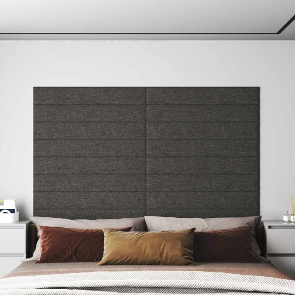 ARDEBO.de - Wandkopfteilen 12 Stk. 90 x 15 cm Dunkelgrau Stoff